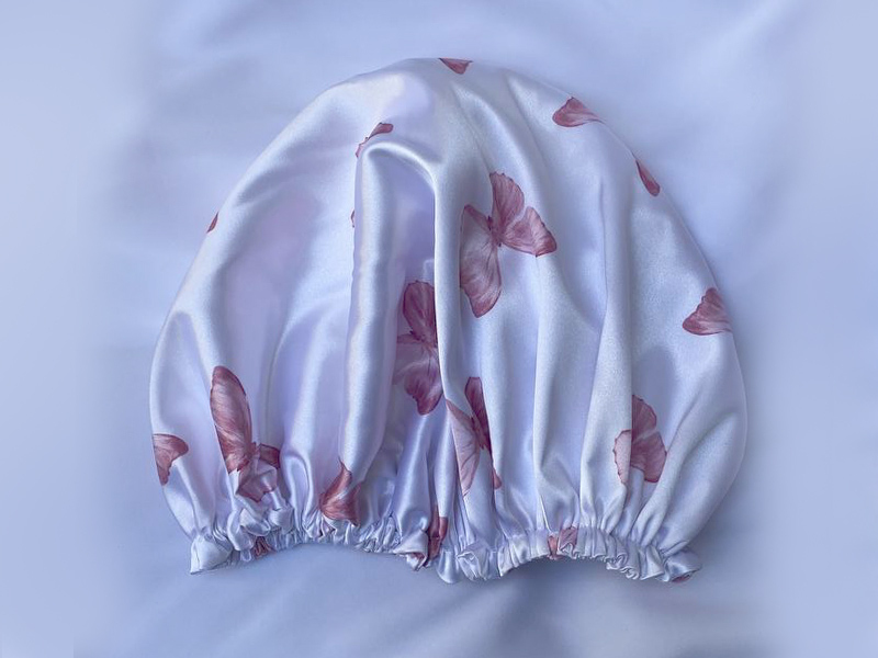 کلاه خواب ساتن طرح بروانه سفید